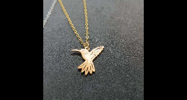 Gading® dames ketting met vogel-RVS keting met hanger-goudkleurig- 46+5cm