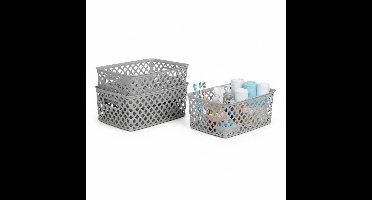 Storage Solutions Kast Opbergmand - 3x - van kunststof - grijs - 19 x 25 x 10 cm - 4 liter - organizer box