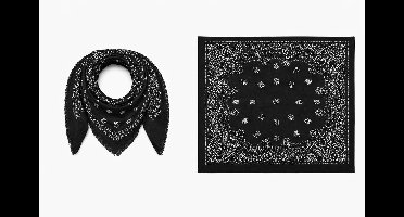 HS Grote Bandana Sjaal - Zwart Paisley - 110x110 cm - Cashmere Look