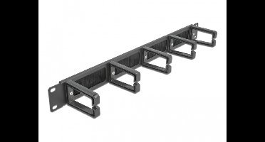 19 ″ kabelbeheersborstelstrook met 5 haken 1U zwart