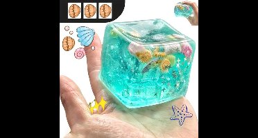 1 Stuk Stressbal in de vorm van een IJsblokje – Squishy-speelgoed met IJsblokjes- en Schelpmotief, Zacht en Langzaam Terugkerend Stressverlichtend Sensorisch Speelgoed, Knijpbal voor de Hand, Rekbaar Fidget-speelgoed