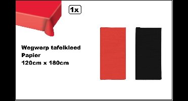 2x Tafelkleed papier rood en zwart 120cm x 180cm - wegwerp - Thema feest festival thema feest evenement gala