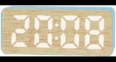 Moderne Bamboe LED -Wekker – met Sluimerfunctie – Grote Digitale LED Display Klok – Minimalistische Elektronische Wekker - Blauw