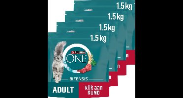 PURINA® ONE® Adult - Kattenbrokjes - Rund & Volkoren Granen - 4 x 1.5 kg