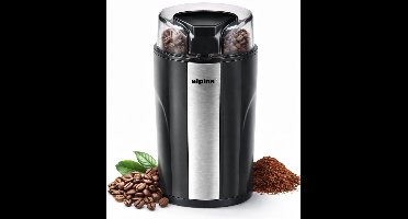 alpina Elektrische Koffiemolen - 70g Koffiemaler - Coffee Grinder - Bonenmaler - Koffiebonen Maler en Kruidenmolen - RVS - Zwart