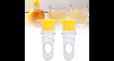 Lemon Squeezer – geel – 8.3*3.8*3.8cm – 2 stuks – Schroefdop Lemon Squeezer, Handmatige Citroenpers, Krachtenbesparend Met Unieke Filter voor Sinaasappels, Citrusvruchten, Limetten en Andere Verschillende Citrusvruchten voor Cocktails Dranken