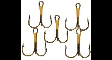 10x Dreg Maat 2 - Bronskleurig - Sterke Treble Hooks - Kunstaas Onderdelen - Voor Roofvis / Snoek - Dreggen Vissen