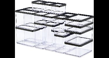 Rotho LOFT - set premium bewaarbussen 24-delig - luchtdicht - vaatwasmachinebestendig- zwart