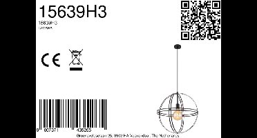 Globo - hanglamp - TAMARA - zwart - metaal - Ø 50cm - E27 - 15639H3