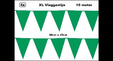 40 meter XL Vlaggenlijn groen 30cm x 45cm – 4x vlaggenlijn groen 10 meter - Giga vlaglijn themafeest party festival
