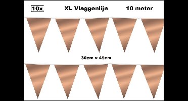 100 meter XL Vlaggenlijn rose goud 30cm x 45cm - 10x vlaggenlijn rosegoud 10 meter - Metallic Giga vlaglijn themafeest party festival