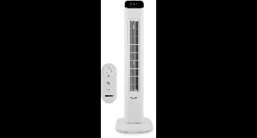 MEDION P15 TF Turmventilator mit Fernbedienung (5 Geschwindigkeitsstufen, leiser Schlafmodus, 45 Watt Leistung, Automatische 80° horizontale Oszillation, LED Display, MD10809) weiß