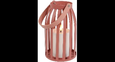 Countryfield Windlicht m/LED kaars Leon S roze 12x12x20cm