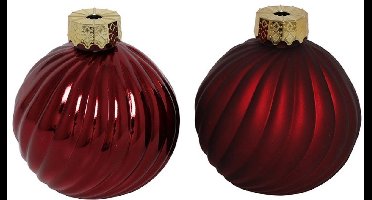 Countryfield Kerstbal ro Stripe a2 d.rood Ø10cm