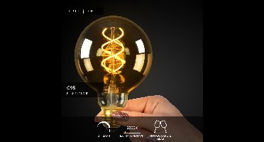 Lucide G95 - Filament lamp - Ø 9,5 cm - LED Dimbaar - E27 - 1x4,9W 2200K - Amber