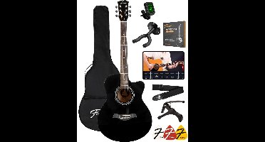 Finesse Akoestische Gitaar - met Videocursus - 4/4 40" - Western Gitaar - Gitaar Kind & Volwassenen - Zwart