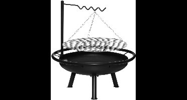 Mustang Easton Vuurschaal met BBQ Ø70 cm – Heavy Duty Fire Pit – RVS Grillrooster – Multigrill Systeem – 91,5 cm