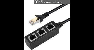 Oneay RJ45 LAN Ethernet splitterkabel 1 naar 3 poorten – Netwerkadapter en verlengstuk voor Cat5 en Cat6 aansluitingen