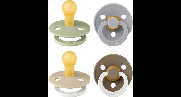 BIBS Colour speen verpakking 4 stuks, BPA-vrije fopspeen, Ronde speen. Natuurlijk rubberlatex, Denmark. 0-6 maanden (Verpakking 4 stuks), Vanilla Glow Mix