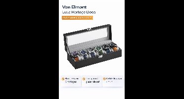 Van Elmont Luxe Horloge doos - Opbergbox - Opbergdoos - Opbergbox met deksel - Sieradendoos - Voor 6 horloges met glazen deksel