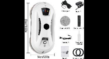 Zolara Raamreinigingsrobot - Elektrische raamwisser - Raamwasser - Ramenwasser - Ruitenreiniger - Ruitenreinigingsapparaat - Raam wisser elektrisch - Schoonmaakproduct - Glasreiniging - Wit