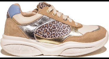 Xsensible taupe dames sneakers met luipaardprint - SWX 27