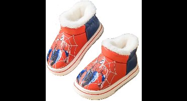 Gevoerde Spiderman pantoffels - moon boots - pluche - PVC zool - sloffen - maat 24/25