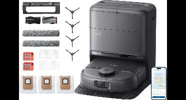 eufy Robotstofzuiger C28, HydroJet Zelfreinigende Dweil en Vervangingssets, 15.000 Pa Turbo Zuigkracht, 5-In-1 Robotstofzuiger & Dweil Voor Thuis, Anti-Klit Ontwerp, AI-Obstakelherkenning