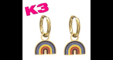 K3 oorbellen met regenboog bedel - Goudkleurig RVS - K3 merchandise - K3 sieraden