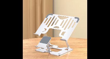 Ergonomische Laptopstandaard & Telefoonhouder - Verstelbaar & Inklapbaar - Aluminium - Geschikt voor alle Laptops t/m 17 inch - Zilver