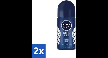 2 x Nivea - Cool Kick - Mannen Rollerdeodorant - 48 Uur Lang Werkend - 50 ml - Anti-transpirant - Deodorant Roller - 48 Uur Bescherming - Koelende Geur - Mannelijke Geur