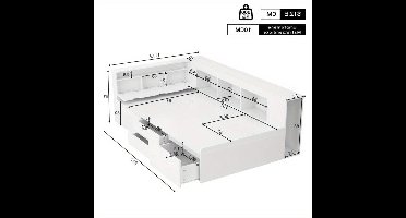 Eenpersoonsbed – Bed – Single Bed – Opbergbed – Slaapkamerbed – 90x200 cm – Ruimtebesparend Met Ingebouwde Lades En Kast – Duurzaam Onderhoudsvriendelijk Niet-Houten Materiaal