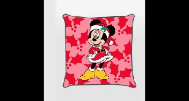 Disney Minnie Mouse Kerst Kussenhoes 40x40 cm | Fluweelachtig Polyester | Feestelijk Holly Design voor Kerstdecoratie