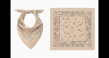 HS Bandana Sjaal Beige Paisley 70x70 cm – Cashmere Look – Duurzaam – Multifunctioneel Fashion Accessoire