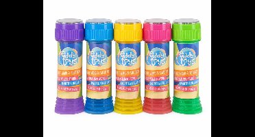 Eddy Toys Bellenblaas Set 5 Stuks - Bellenblaas met Vloeistof voor Kinderen - Bubble Wand with Solution in Diverse Kleuren - 50ML per Stuk