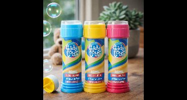 Eddy Toys Bellenblaas Set 3 Stuks - Bellenblaas met Vloeistof voor Kinderen - Bubble Wand with Solution in Diverse Kleuren - 50ML per Stuk
