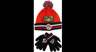 Super Mario Run kindermuts + handschoenen set 52 cm