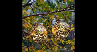 Zonnelamp Buiten Hangend – Vintage Metalen Solar Lantaarn IP65 – Tuin, Balkon en Terras Verlichting