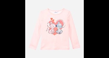 Disney Lilo & Stitch Shirt - Lange Mouw - Katoen - Lichtroze - Stitch en Angel - Maat 98/104 (4 jaar)
