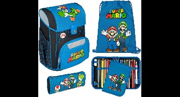 Scooli schooltas EasyStart Schulranzen-Set 5-delig Super Mario blauw