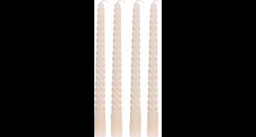 Arti Casa Gedraaide Dinerkaarsen Set van 4 - Beige Kaarsen 25 cm met 5 uur Brandtijd - Twisted Dinerkaarsen voor Kandelaar en Decoratie - Ø2 x 25 cm