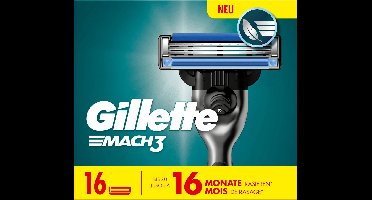 Gillette Mach 3 - Scheermesjes - 16 stuks - Huidvriendelijke technologie - Comfortabele en gladde scheerbeurt
