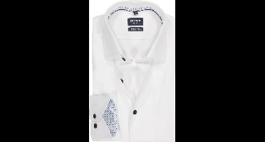OLYMP 24/7 Luxor modern fit overhemd - twill - wit - Strijkvriendelijk - Boordmaat: 44