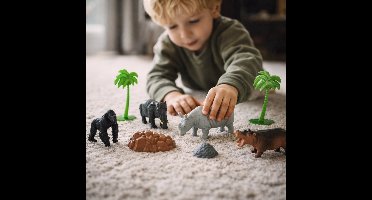 Eddy Toys Wilde Dieren Speelset 9 Stuks - Jungle Dieren Speelgoed met Safari Thema - Speelset Wilde Dieren met Dieren en Accessoires - Educatief en Fantasierijk Speelgoed