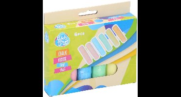 Eddy Toys Krijt - 30020 - 10,5x2,5x2,2 cm - Stoepkrijt 6 Stuks - Gekleurd Krijt voor Buiten - Pastel Stoepkrijt voor Kinderen 2+ - Roze, Blauw, Groen, Geel en Oranje