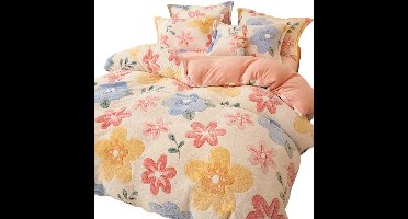 Pluche Bloemen Dekbedovertrek – Zachtroze & Ultra Comfortabel - 220x240cm