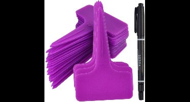 Tuinaccessoires plantenlabels – 6*10 cm – paars – 20 Stuks – plastic T-vormig,waterdicht,herbruikbaar,milieuvriendelijk,geschikt voor kleuterschool tuin potplanten zaden groenten kruiden bloemen kas