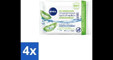 Nivea – Reinigingsdoekjes – Bio Aloe Vera – 25 Doekjes - Voordeelverpakking - 4 stuks