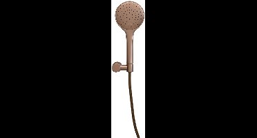 Wiesbaden Unimatch handdoucheset met handdouche 3 standen diameter 12 cm, doucheslang en wandhouder kantelbaar geborsteld brons koper