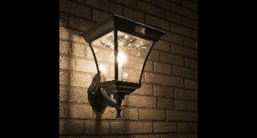 Solar wandlamp buiten 'London' - Helder wit licht - Wandlamp op zonne-energie - Klassieke buitenlamp - Zwart